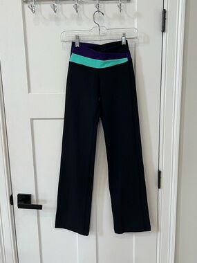 Lululemon yoga pants- Black with purple & teal waistband